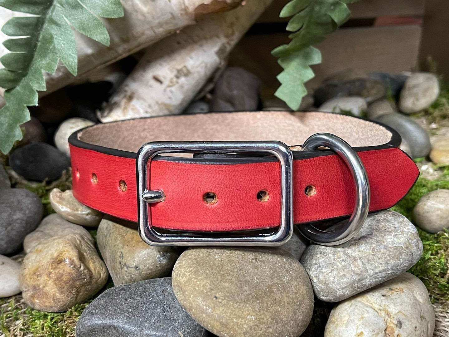 CUPID RED Leather Dog Collar