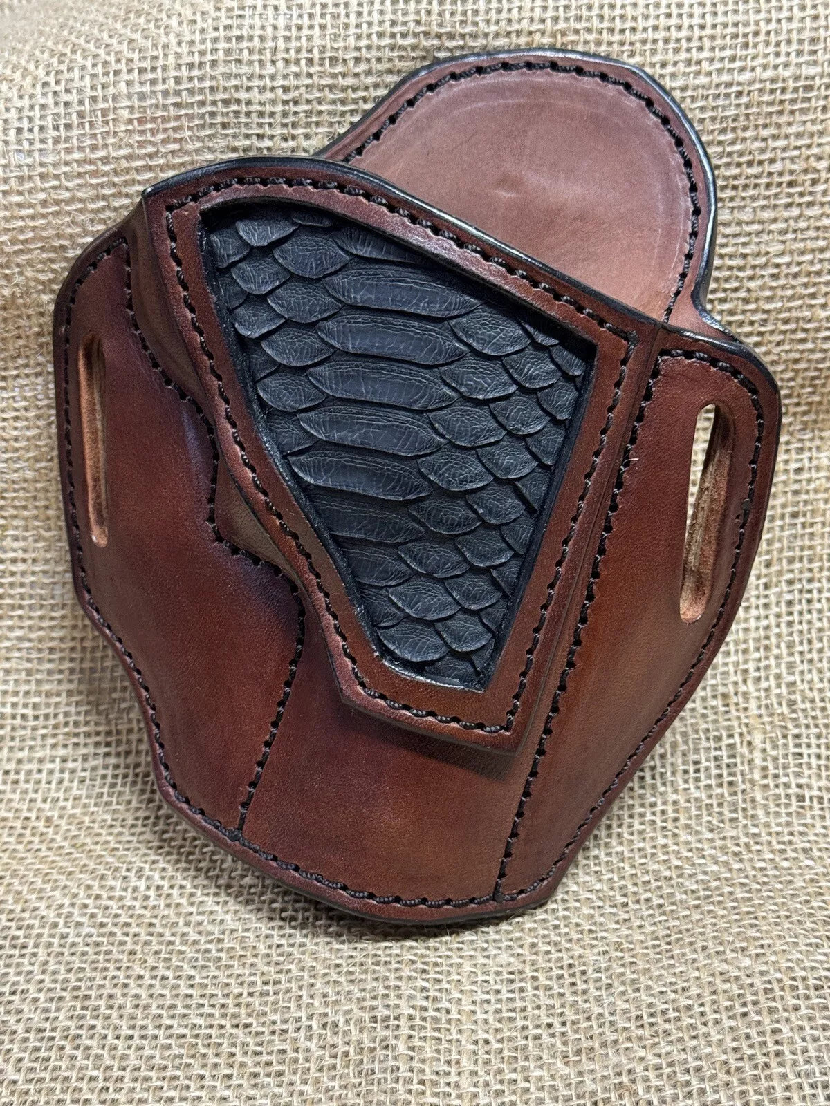 Python Skin Holster CUSTOM LINED leather holster REAL PYTHON SNAKE SKIN Inlay ...