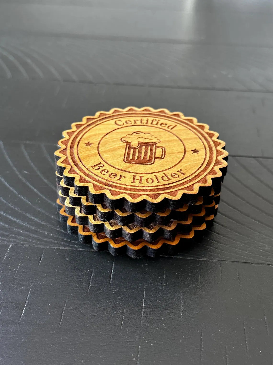 Cherry Wood Certified Beer Holder Coasters
