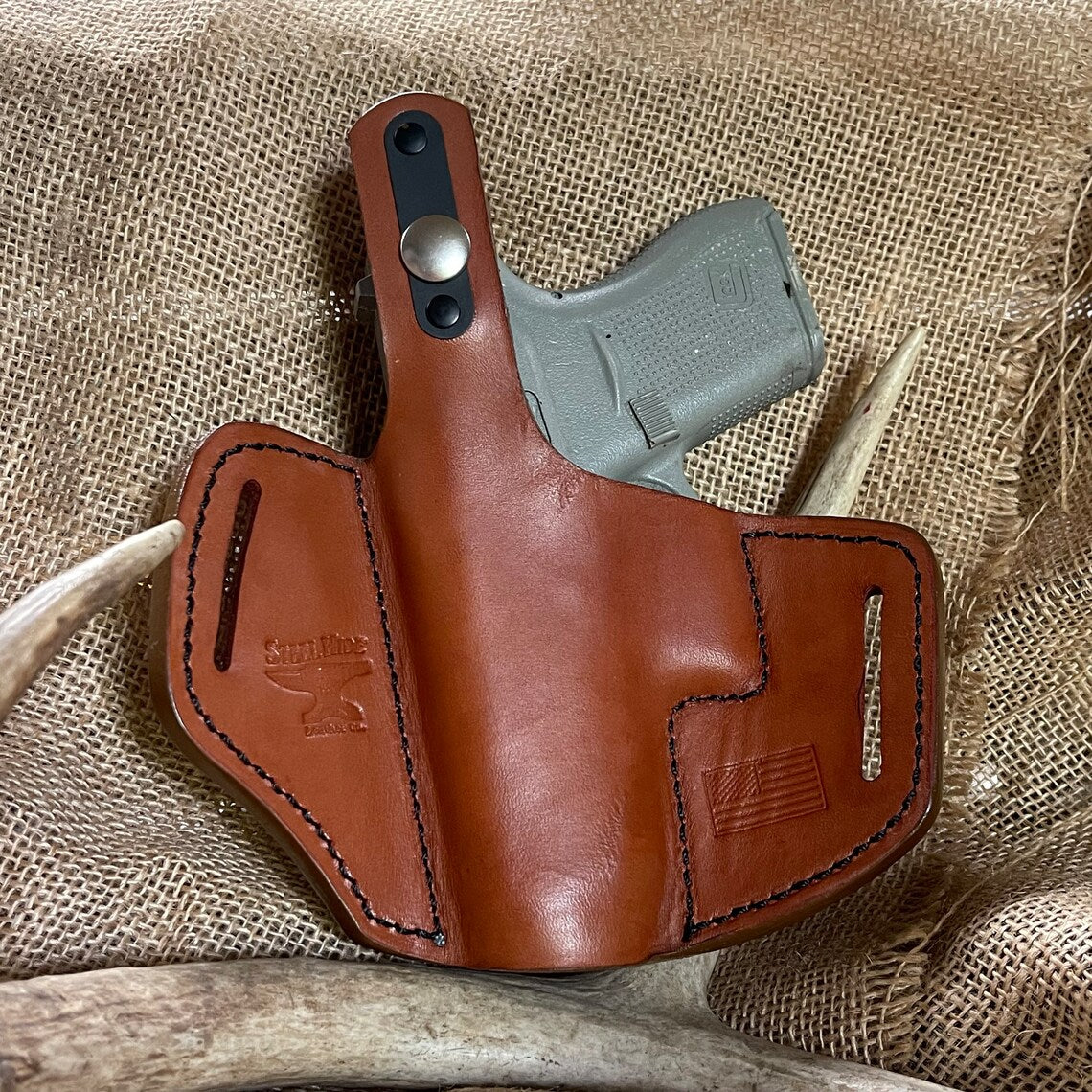 Glock 19 23 25 32 38 Thumb Break Pancake Leather Concealed Carry Holster