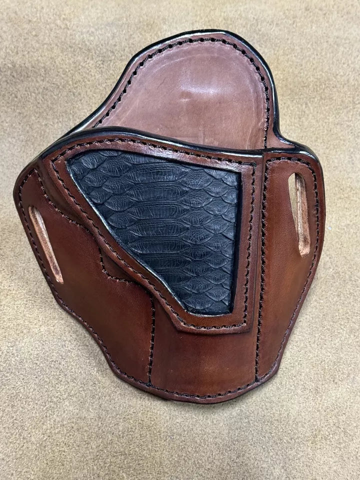 CUSTOM LINED leather holster REAL PYTHON SNAKE SKIN Inlay